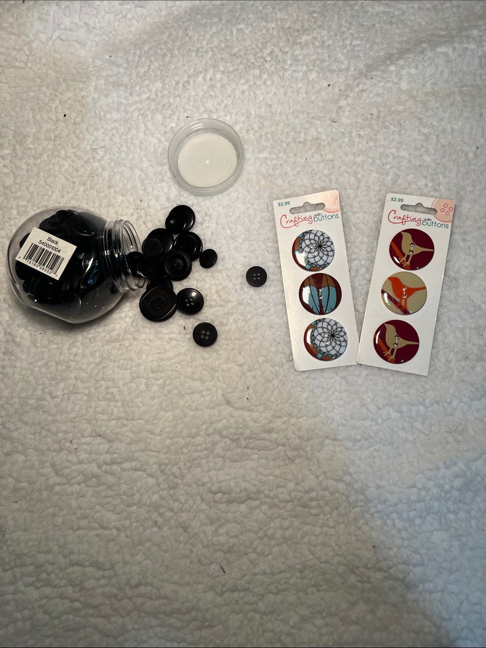 Black Sewing Buttons Jar + Decorative Crafting Buttons